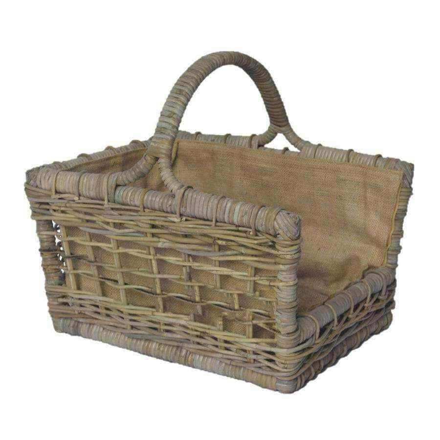 Open Weave Hessian Lined Log Basket - The Farthing