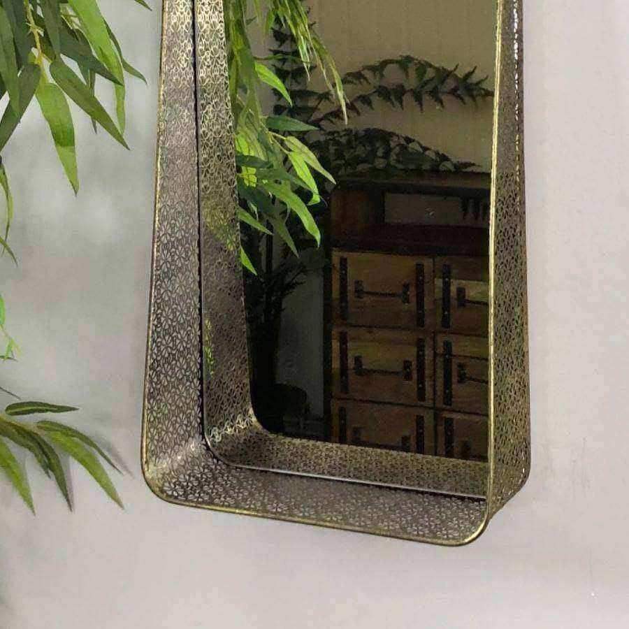 Portrait Filigree Sided Mirror with Shelf - The Farthing