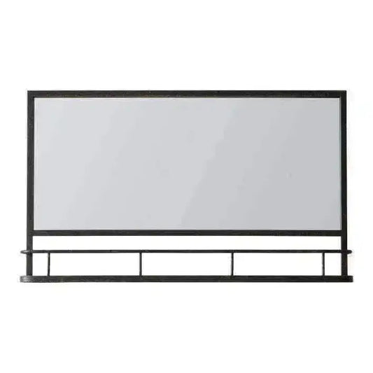Rectangular Black Metal Shelf Wall Mirror - The Farthing