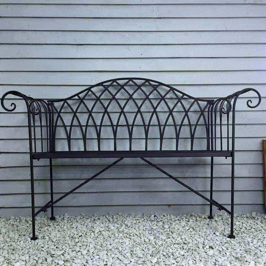 Rustic Aged Metal Garden Bench - The Farthing