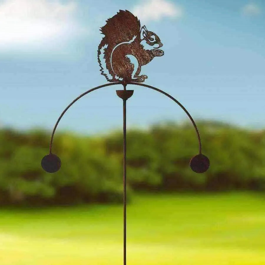 Rustic Metal Balancing Squirrel Garden Rocker - The Farthing