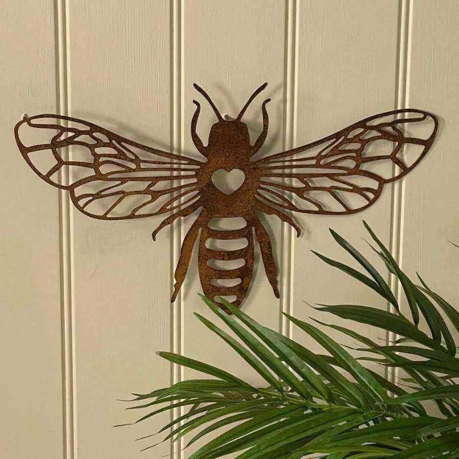 Bee Wall Plaque, Rust Metal