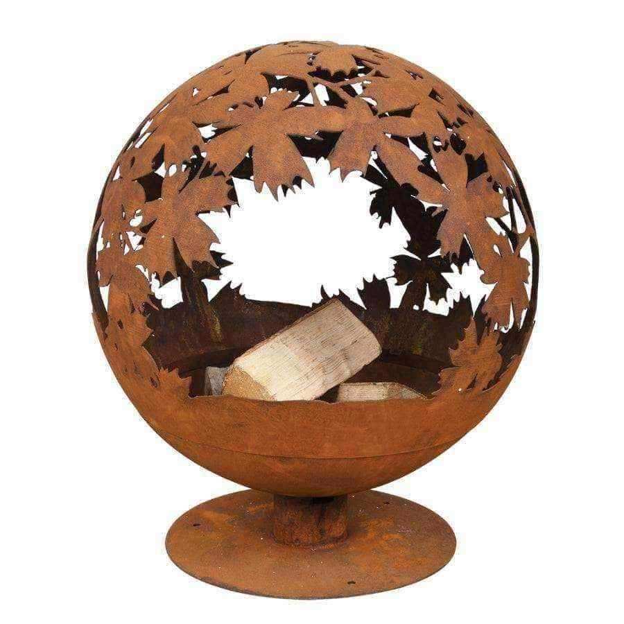 Rusty Metal Leaves Patterned Fire Bowl Globe - The Farthing