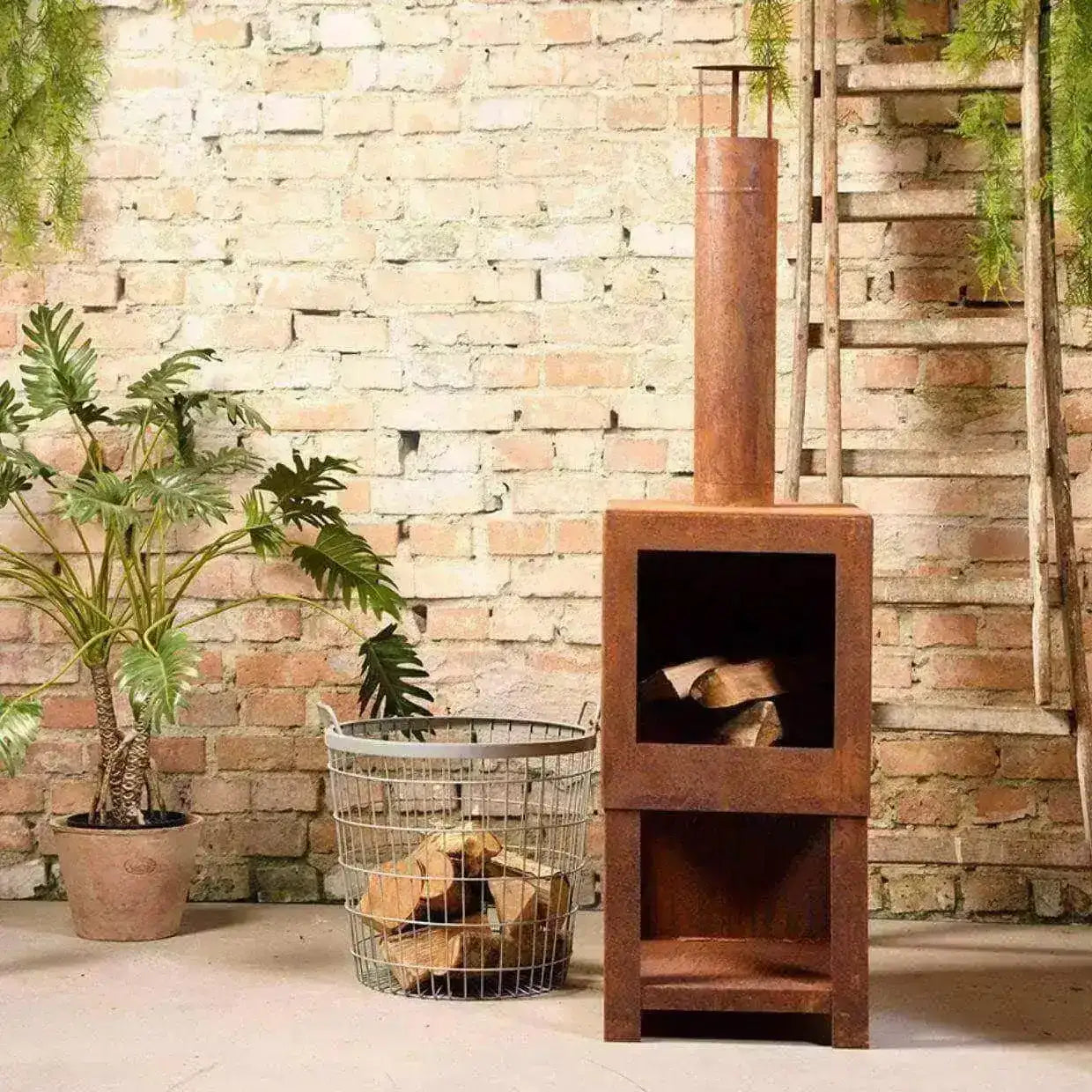 Rusty Steel Outdoor Heater - Square