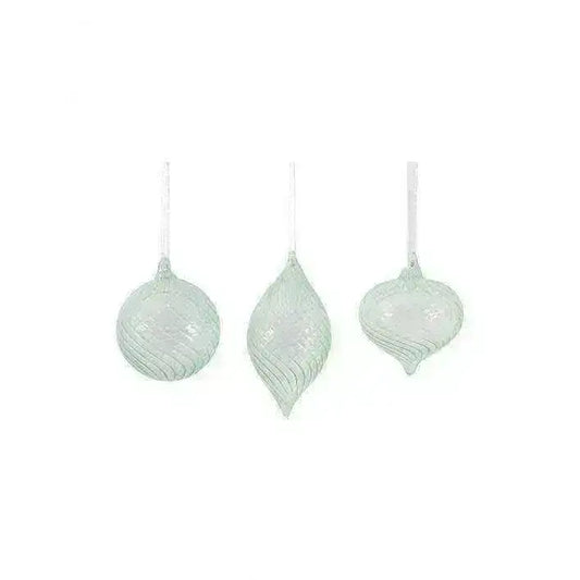 Shaped Glass Mint Green Set of 3 Baubles - The Farthing