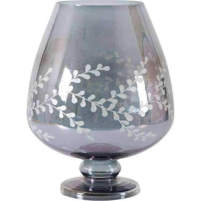 Smokey Grey Glass Hurricane Lantern - The Farthing