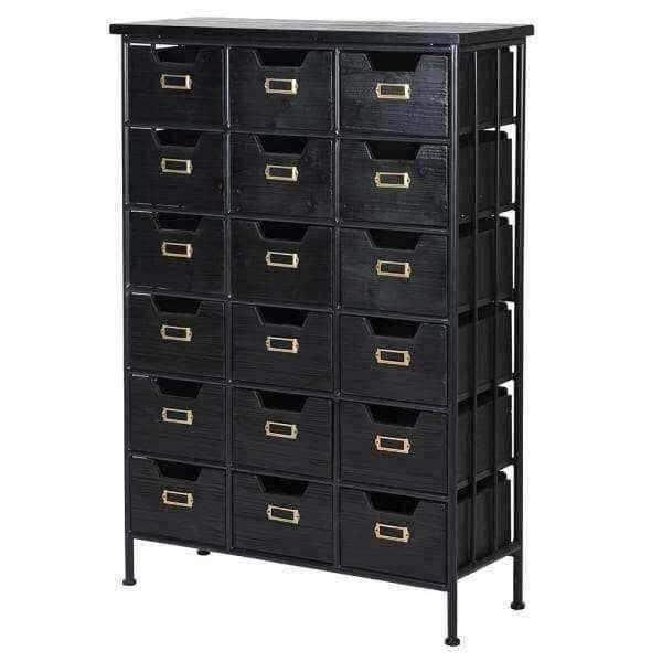 Tall Black 18 Box Multi Drawer Cabinet - The Farthing