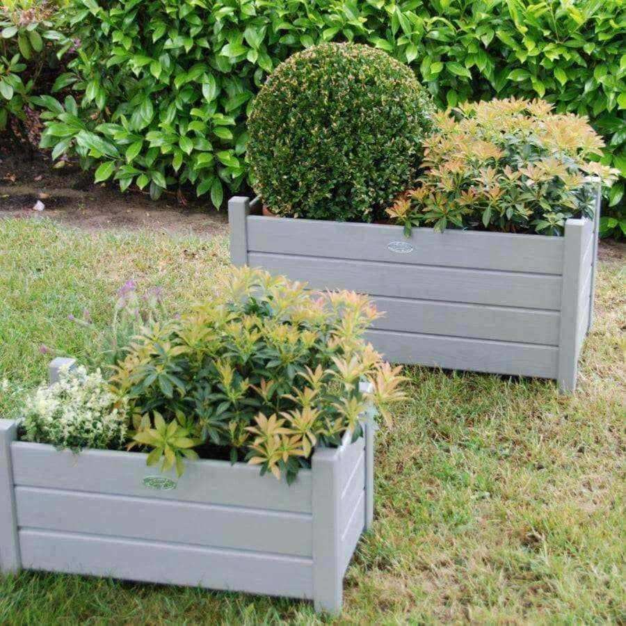 Two Grey Wooden Planters - Rectangular - The Farthing
