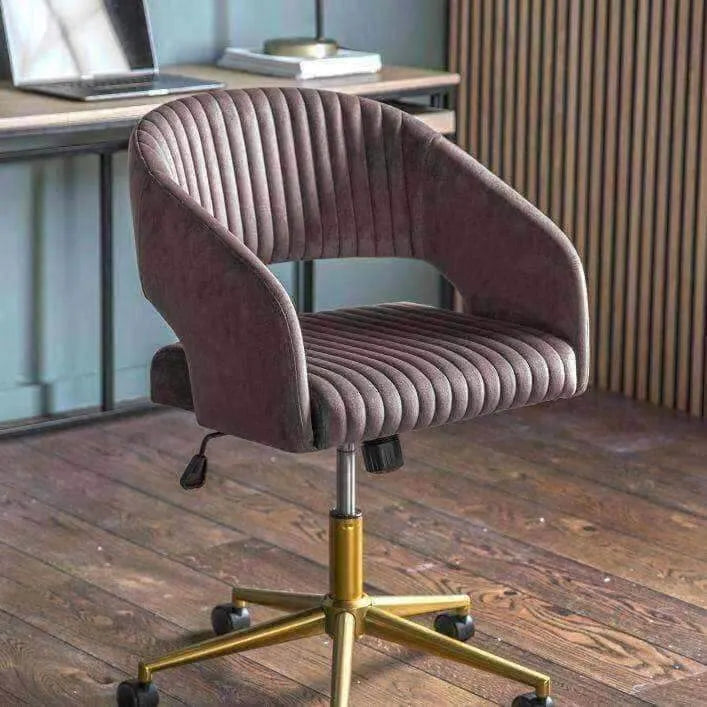 Warm Grey Open Back Swivel Desk Chair with Height Adjustment - The Farthing