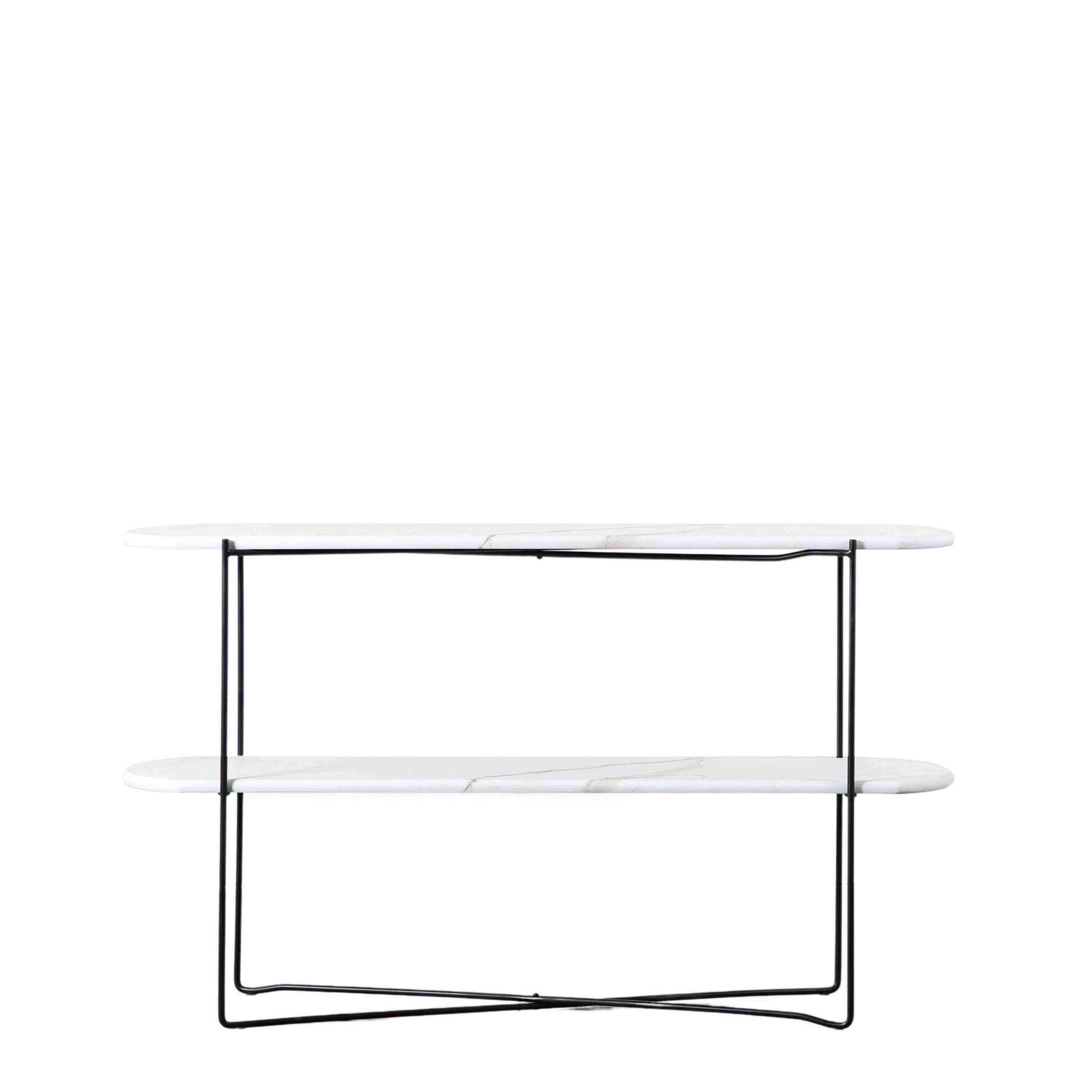 White Faux Marble Two Shelf Console Table - The Farthing