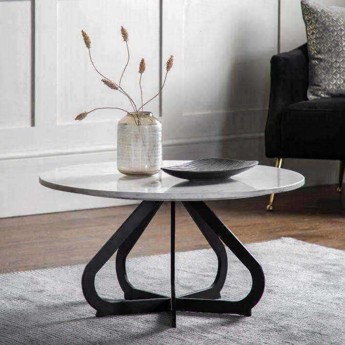 White Marble Top with Bulb Base Coffee Table - The Farthing