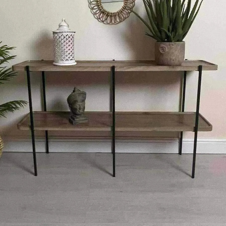 Wide Iron and Wood Shelving Unit - The Farthing