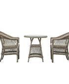 2 Seater PE Rattan Outdoor Bistro Set with Chairs & Round Table - The Farthing