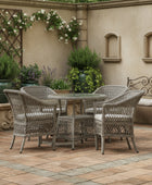 4 Seater PE Rattan Outdoor Dining Set with Chairs & Round Table - The Farthing