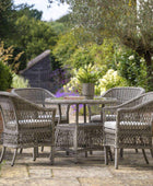 4 Seater PE Rattan Outdoor Dining Set with Chairs & Round Table - The Farthing