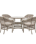 4 Seater PE Rattan Outdoor Dining Set with Chairs & Round Table - The Farthing