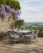 6 Seater PE Rattan Outdoor Dining Set with Chairs & Oval Table 3