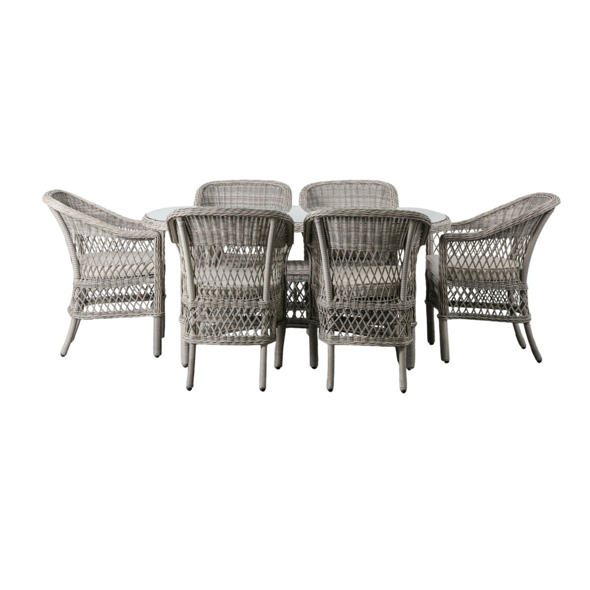 6 Seater PE Rattan Outdoor Dining Set with Chairs & Oval Table 3