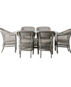 6 Seater PE Rattan Outdoor Dining Set with Chairs & Oval Table 3