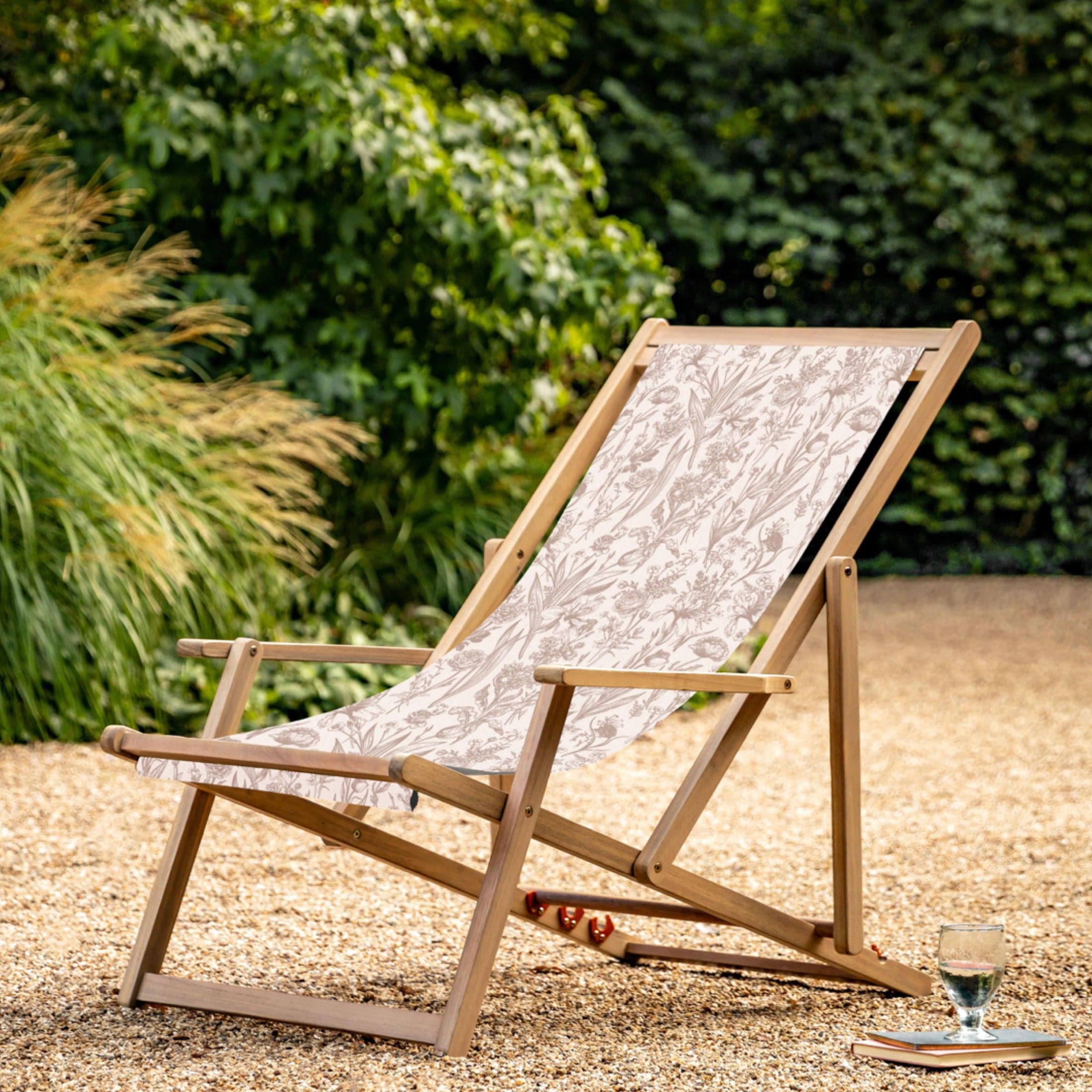 Acacia Wood Flora Clay Colour way Deck Chair 1