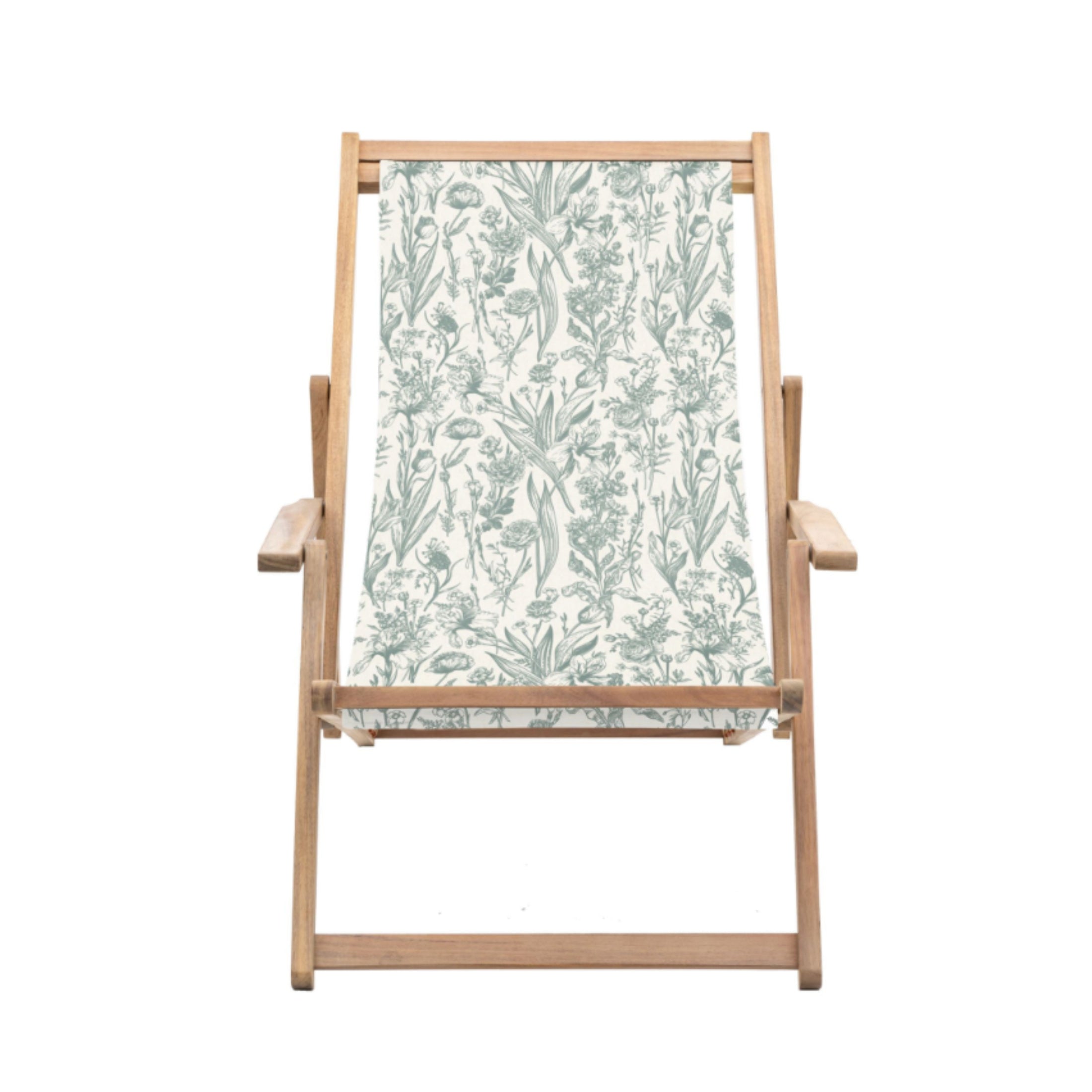 Acacia Wood Flora Green Deck Chair 2
