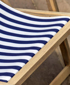 Acacia Wood Navy Stripe Deck Chair - The Farthing