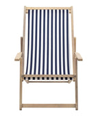 Acacia Wood Navy Stripe Deck Chair - The Farthing