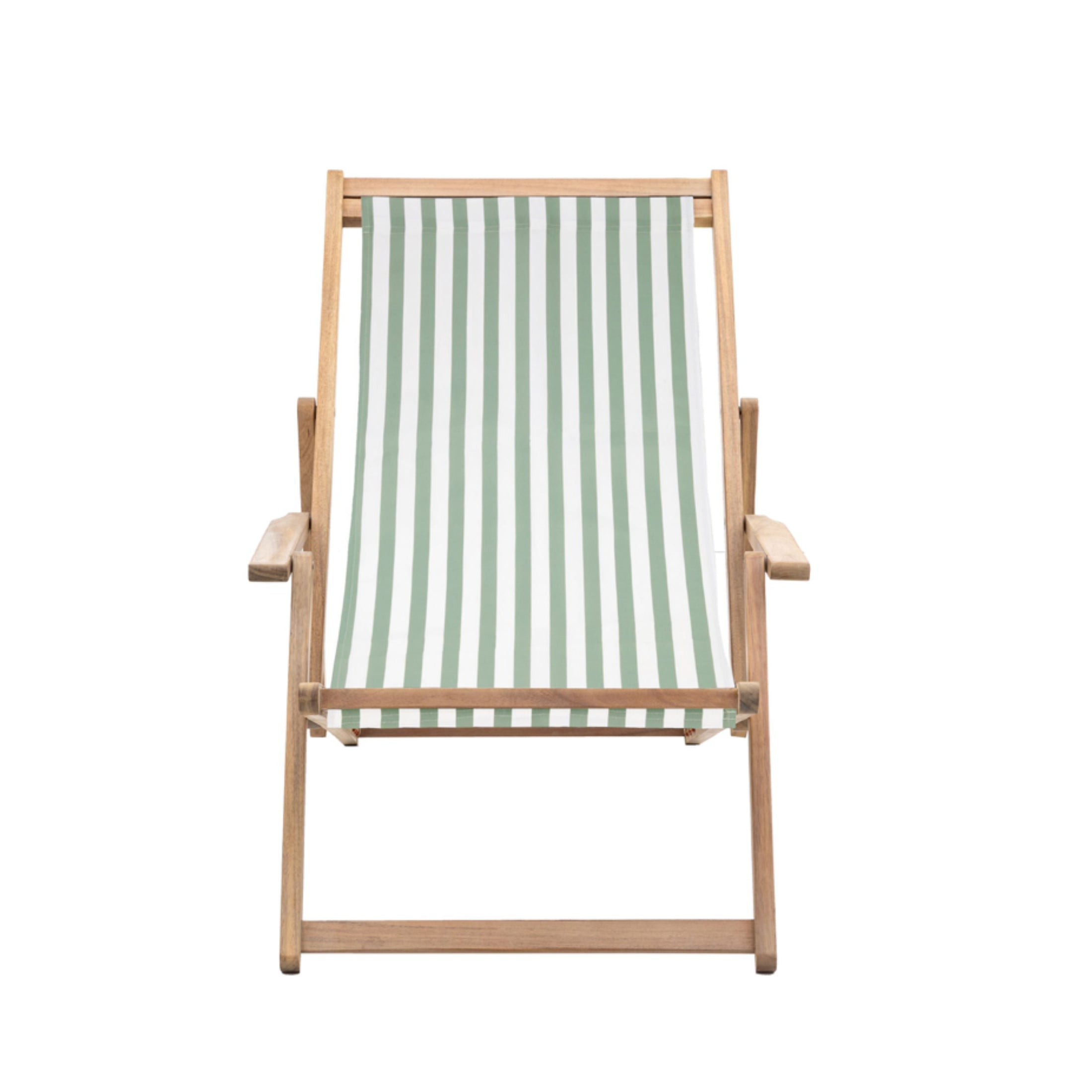 Acacia Wood Striped Green Colour way Deck Chair 2