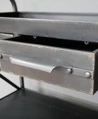 Aged Black Industrial Shelf Unit with Drawers