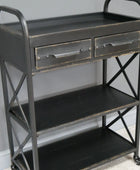 Aged Black Industrial Shelf Unit with Drawers 5