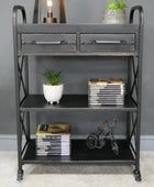 Aged Black Industrial Shelf Unit with Drawers 3