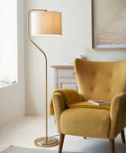 Aged Brass & Tillable Linen Shade Floor Lamp