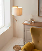 Aged Brass & Tillable Linen Shade Floor Lamp 6