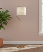 Aged Brass & Tillable Linen Shade Floor Lamp