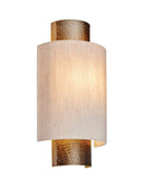 Aged Bronze & Arc Linen Shade Wall Light - The Farthing