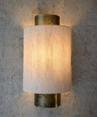 Aged Bronze & Arc Linen Shade Wall Light - The Farthing