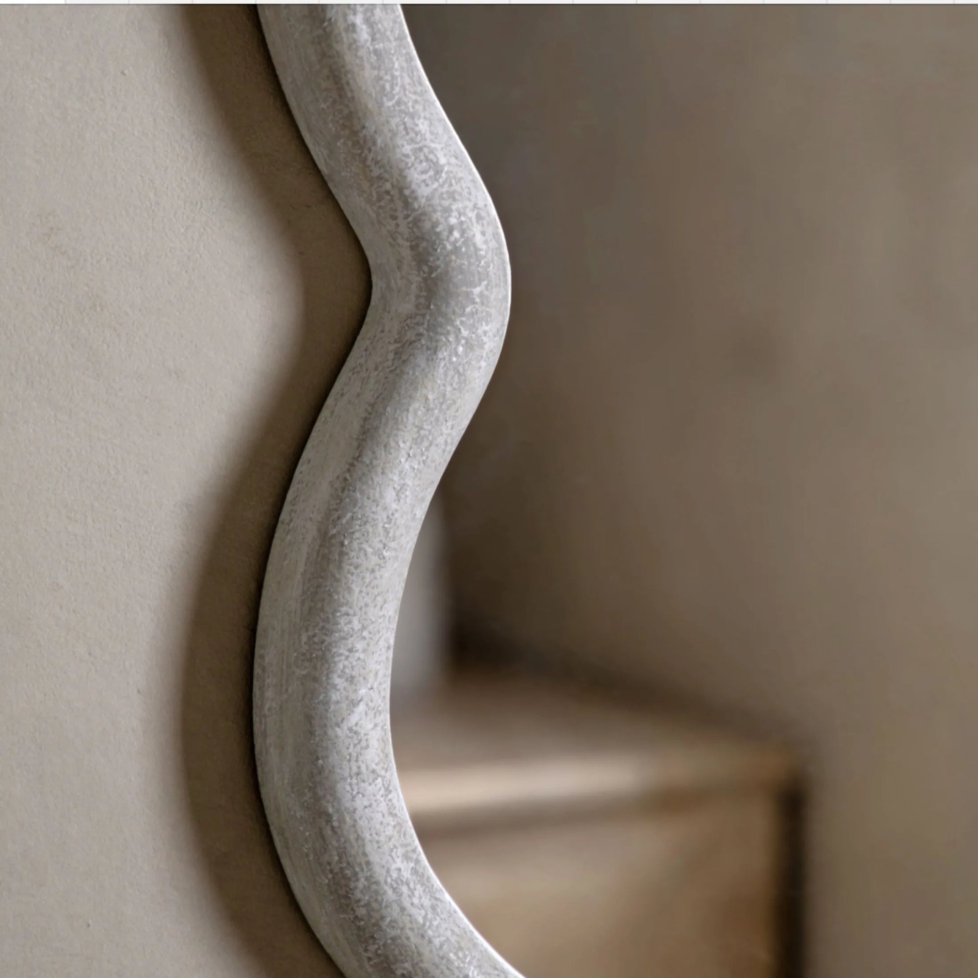 Aged White Wavy Edge Wall Mirror