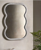 Aged White Wavy Edge Wall Mirror 1