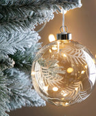 Amber Feather Etched Bauble with LED 5