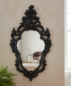 Antique Black Ornate Portrait Mirror