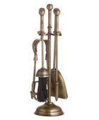 Antique Brass Ball-Topped Companion Set – 4 Piece Fireplace Tools 1