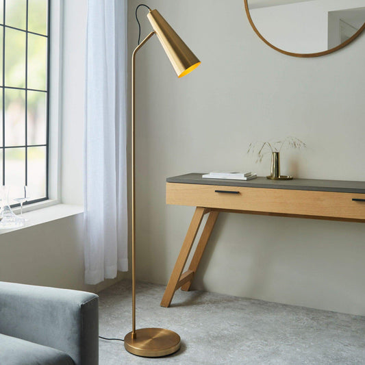 Antique Brass Cone Shade Floor Lamp - The Farthing