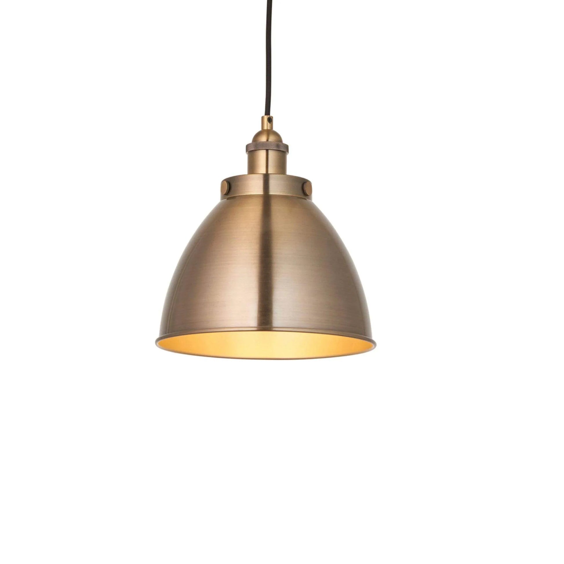 Antique Brass Spun Industrial Metal Pendant Light - The Farthing