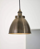 Antique Brass Spun Industrial Metal Pendant Light - The Farthing