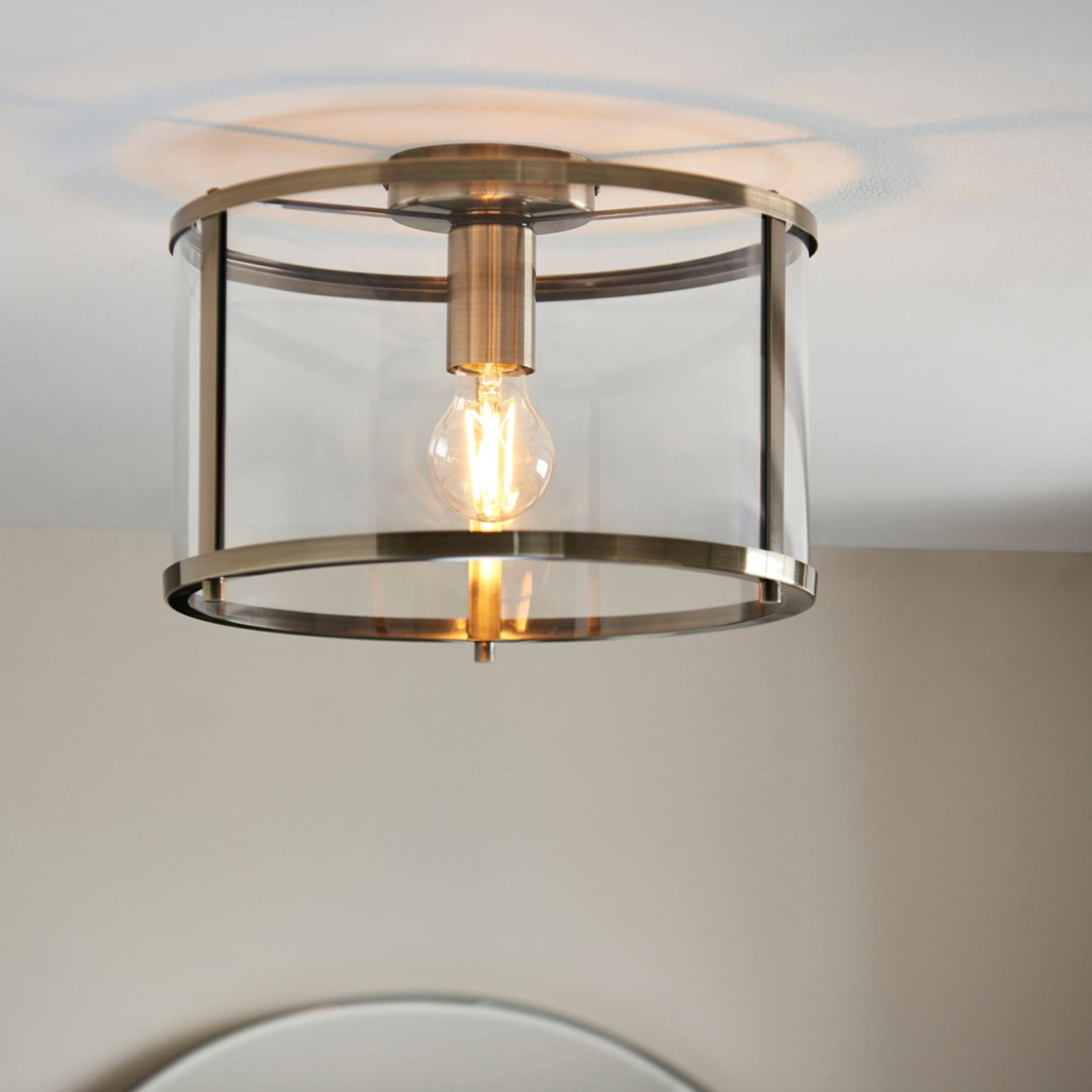 Antique Brass and Glass Ceiling Light 32