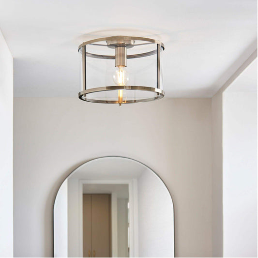 Antique Brass and Glass Ceiling Light - The Farthing