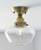 Antique Brass and Glass School House Ceiling Light