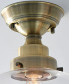 Antique Brass and Glass School House Ceiling Light 5