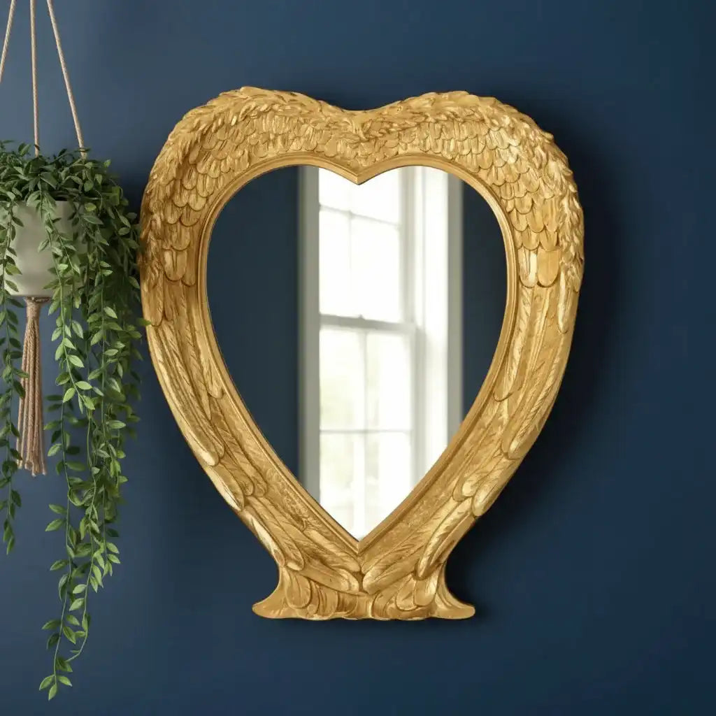 Antique Gold Angel Wings Wall Mirror