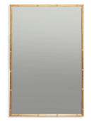 Rectangular mirror with a gold frame on a white background